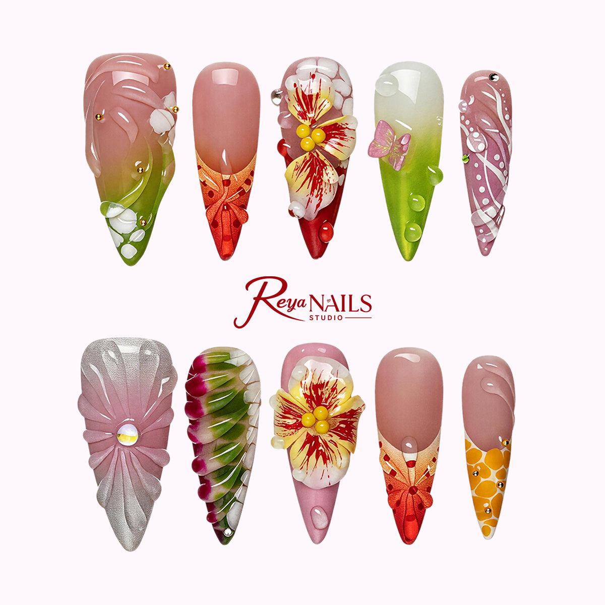 Sunset Hibiscus Veil STME0054 stiletto medium press-on nails product view